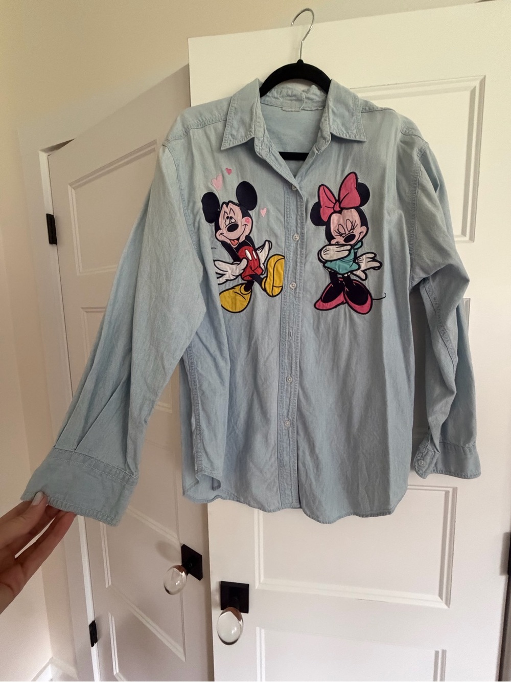 Disney Light Blue Mickey & Minnie denim Button-Down Shirt